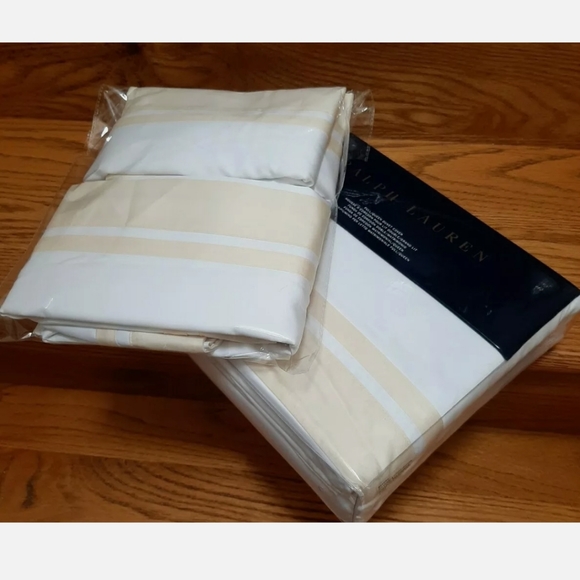 Ralph Lauren Bowery QUEEN duvet cover 2 EURO shams Hollywood Cream List $690